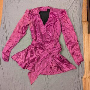 vintage 80s theater costume satin purple quick change small medium top